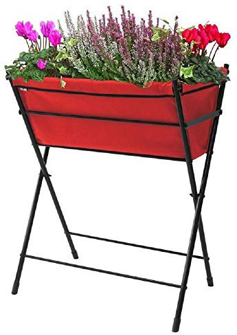 VegTrug Poppy Go Hochbeet 65 x 40 x 79cm, Pflanzbeet, Kräuterbeet, Gemüsebeet für Balkon & Terrasse, Red