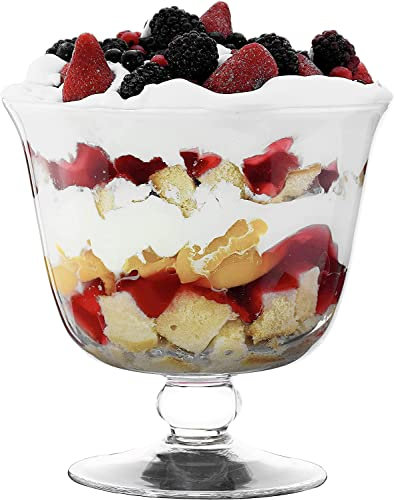 SOLAVIA Clear Glass Large Glass Footed Fruit Bowl H21cm D22cm Ula Trifle Bowl, 3.5 L Serve Bowl, Mothers Day Christmas Wedding Gift