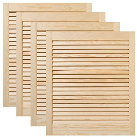 ben+camilla.com Vierer Paket / 4-er Pack Lamellentüren 69,0 x 59,4 cm Holztür Natur mit offenen Lamellen für Regale, Schränke, Möbel | Kiefer Holz unbehandelt