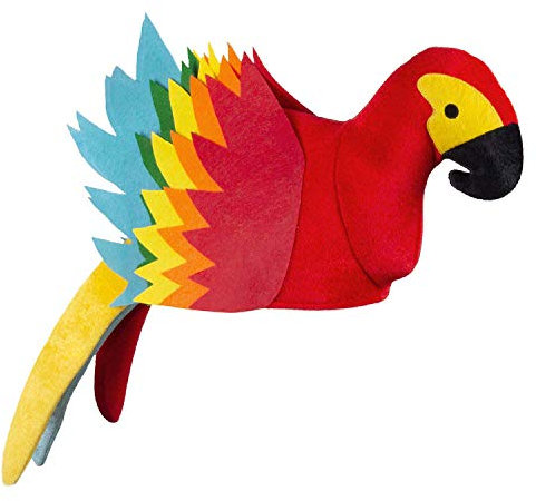 Boland 52538 - Hut Papagei, Plüschhut mit Filz, Kopfbedeckung, Mütze, Paradiesvogel, Kostüm, Karneval, Mottoparty
