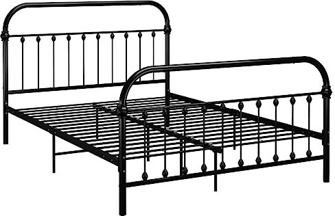 vidaXL Bettgestell Klassisch Metallbett Bett Doppelbett Schlafzimmerbett Bettrahmen Lattenrost Ehebett Schlafzimmermöbel Schwarz Metall 120x200cm