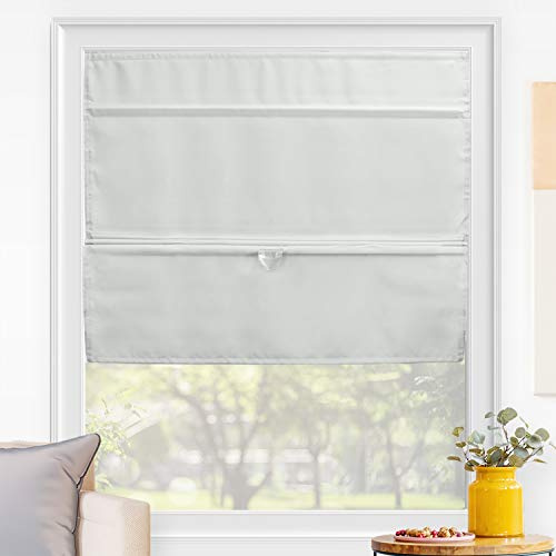 Chicology Magnetische römische Lampenschirme, Stoff-Fensterbehandlung, perfekt für Esszimmer/Schlafzimmer/Küche/Büro und mehr, 78,7 cm B x 162,6 cm H, Runway Grey (Lichtfilterung)