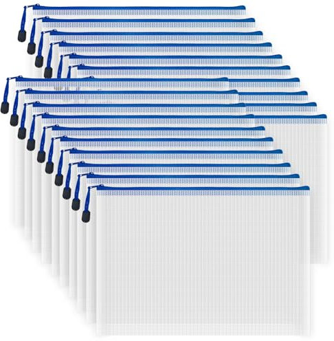 COWORK-UP 20 Stücke Dokumententasche A4 mit Reißverschluss, Plastik Zip Beutel Dokumenten Taschen für Datei, Papier, Hausaufgaben und Reisezubehör