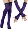 DRESHOW Kniestrümpfe Regenbogen Oberschenkel Hohe Socken Overknee Strümpfe Fingerlose Handschuhe Hülsen-Set für Damen Mädchen Party Stützen Kostüm Halloween