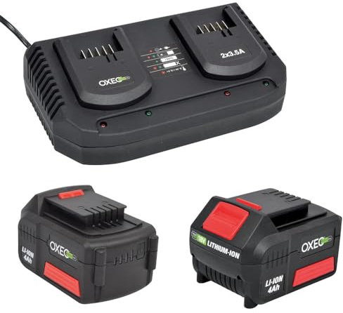 2 Batteries 4Ah et Chargeur Double Super Rapide Batterie 18V Easy Full - 2X 3.5A - Outils Jardinage Bricolage sans Fil Easy Full