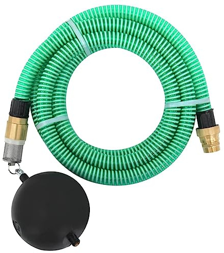vidaXL Saugschlauch, Gartenschlauch mit Messing-Anschlüssen Schwimmer, Saugschlauchgarnitur Ansauggarnitur für Gartenpumpen Hauswasserwerke, Grün 1,1 10m PVC