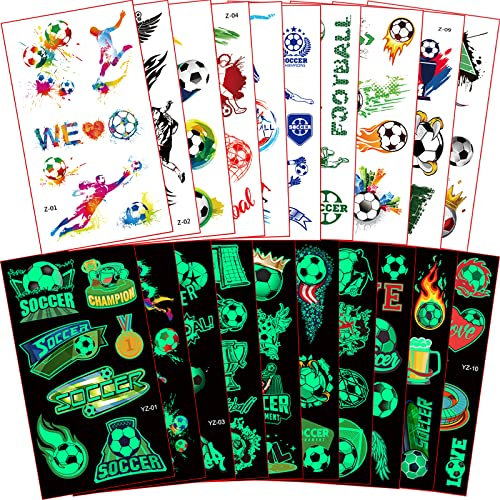 Fussball Tattoos Kinder, 20 Blätter Fußball Kinder Tattoo Jungen für Mitgebsel Kindergeburtstag Fussball, Schultüte Fussball Geschenke Jungen, Schultüte Füllung Zuckertüte Junge