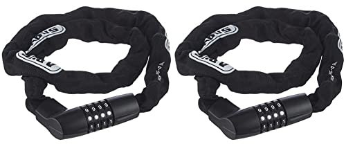 ABUS Kettenschloss Tresor 1385 – Zahlenschloss aus gehärtetem Stahl – 7 mm 110 cm – Schwarz & Kettenschloss Tresor 1385/75 – Zahlenschloss aus gehärtetem Stahl – 6 mm 75 cm – Schwarz