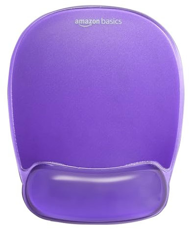 Amazon Basics Mouse Pad with Gel Crystal Wrist Rest, Purple, Rectangular, 1 count