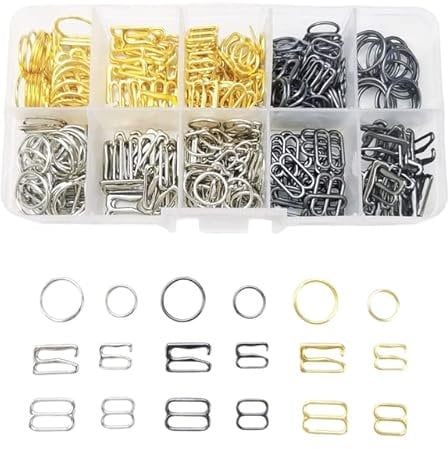 DABIN 360PCS Bra Strap Slide Replacement Bra Strap Slider Nylon Bra Strap Rings for Swimsuit Tops and Lingerie 2 Sizes