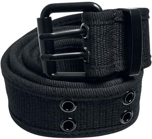 Urban Classics Unisex TB5823-Double Thorn Buckle Canvas Belt Gürtel, Black, L/XL