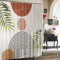Inshere Retro-Boho-Duschvorhang für Badezimmer mit 12 Haken, moderner Duschvorhang aus der Mitte des Jahrhunderts, abstrakter Duschvorhang mit Bogen, Sonne, 183x183 cm, wasserdichter Stoff