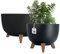 KADAX Elevated Plant Pot, Set of 2, Large Plastic Planter with Legs for Indoor and Outdoor Use, Durable Round Planter (29 cm and 39,5 cm, Black)