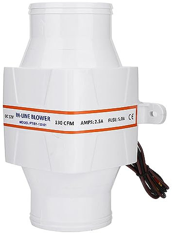 Glomora 3in Air Blower Duct Fan,Ventilation Fan Dc 12v Line Marine Bilge Air Blower, Air Vent In-Line Marine Bilge Strong Engine Ventilation Fan for Yacht Caravan(White)