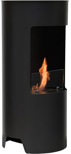 LUME Lili Home & Garden Ethanol-Kamin | 95 x 45 x 45 cm, 23,5 Kg | Freistehender Runder Bio-Ethanol Kamin Mit 1,2L Brenner | SCHWARZ | Indoor und Outdoor | Brenndauer 3 Stunden