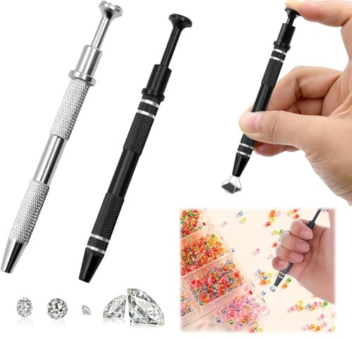 Jasminum 2 Stück Piercing Kugel Zange Edelstahl,Piercing Kugelhalter,Piercingzange Tool,Diamant Prong Catcher,Schmuck Pick Up Werkzeug,Edelsteine Grabber,für Schmuck Perlen Uhren und Brillen