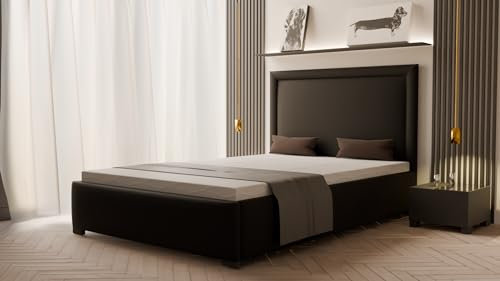 Verona Idee Polsterbett Mona mit Lattenrost Holzrahmen Bettkasten 3 Größen Auswahl Schwarz 160 X 200cm
