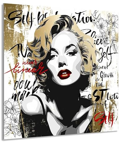 Kunstgestalten24 Leinwandbild Marilyn Monroe Pop Art Linear Color Art Wandbild Leinwand Wanddeko Wandekoration Deko Bilder Modern Art Bild Kunstwerk Canvas Hochwertiger Kunstdruck