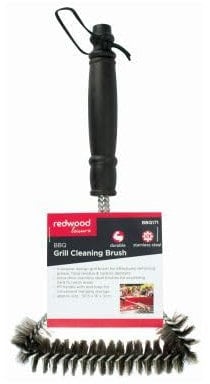 Redwood 30.5cm Stainless Steel BBQ Grill Brush with Plastic Handle - Heavy Duty Wire Gas Barbecue Oven Griddle Cleaning Cleaner Accessories Tool