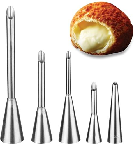 YOCDNOV 5 boquillas de llenado para repostería- jeringa para Hornear para Rellenar, para Rellenar mermeladas, hojaldre, rosquillas, para hojaldres de Magdalenas(Diferentes especificaciones)