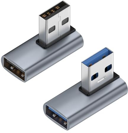 YUNKOZAND Adaptador USB 3.1 de 90 grados, ángulo recto A macho a hembra para PC, portátil, cargador y más dispositivos (izquierda y derecha)
