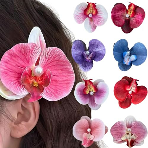 Pinces à cheveux orchidées, 8 couleurs, papillon bohème, phalaenopsis artificielle, pour vacances à la mer, accessoires de cheveux de mariée, épingles à cheveux pour femme, fille, enfant
