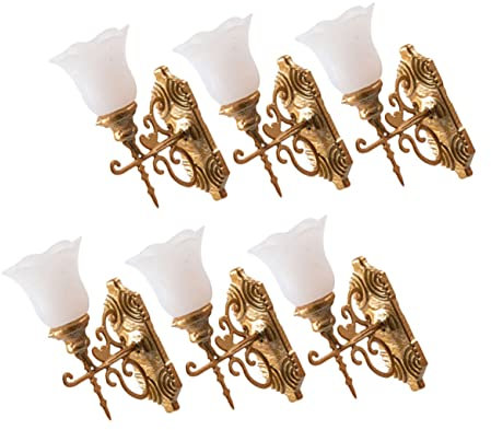 HOMSFOU 6stücke Mini Wandlampen Für Sandtisch-dekoration Simulierte Laternen Im Goldenen Design Mit Warmem Licht Für Puppenhäuser Und Modelllandschaften