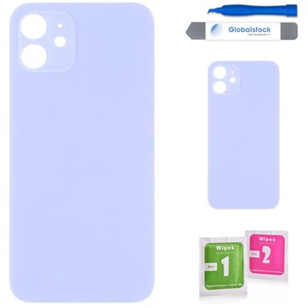 Globalstock Vitre arrière de Cache Batterie Remplacement - Coque Cache Batterie Compatible pour iPhone 12 Violet + adhésif et Kit Outils
