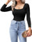 Ekouaer Damen Thermo Unterhemd Oberteile Damen Langarm Eng Thermoshirt Soft Atmungsaktives Funktionsshirt Basic Langarmshirt Kompressions Laufoberteil,Schwarz,M
