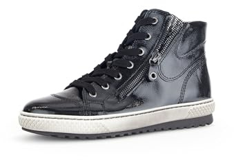 Gabor Damen High-Top Sneaker, Frauen Halbschuhe,schnürstiefeletten,straßenschuhe,Strassenschuhe,Sportschuhe,schwarz/silb.(smok,38 EU / 5 UK