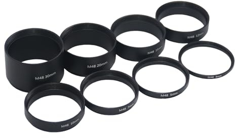 8 Stück M48 x 0,75 Teleskop-Verlängerungsrohr-Set, Länge 3 mm, 5 mm, 7 mm, 10 mm, 12 mm, 15 mm, 20 mm, 30 mm, ausziehbar für astronomische Teleskop-Fotografie
