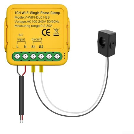 ZAMETTER Smart for Energy Meter Supporto WiFi, Smart Home Energy Monitor Monitora il consumo energetico in tempo reale, misura tensione e corrente (modo)