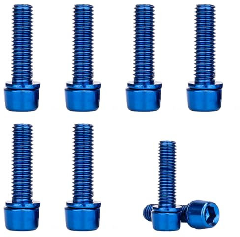 XUKZIMA 6 Pcs M5 Stainless Steel Bike Brake Bolts Hexagonal Bike Stem Fixing Screw Bike Stem Bolt for Bike Stem Bleu