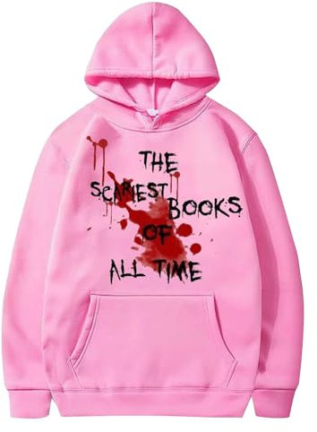 CCOOfhhc Damen Hoodie mit blutigem Buchstaben, für den Alltag, Halloween-Kapuzenpullover, lässig, hübsch Shirt Langarm Damen (Pink, M)