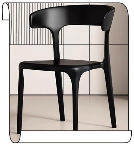 Sillas de comedor de plástico apilables modernas con respaldo en forma de U, muebles de patio para interiores y exteriores, para cocina, sala de estar, restaurante, color negro