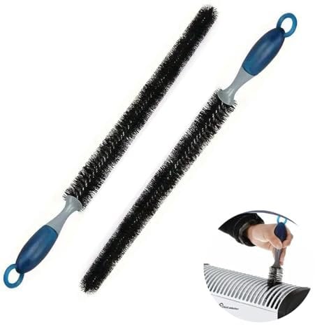 2PC Long Radiator Cleaner Brush - Bendable and Flexible Cleaning Radiator Brush with Easy Grip Handle 75CM Thin Boar Bristles