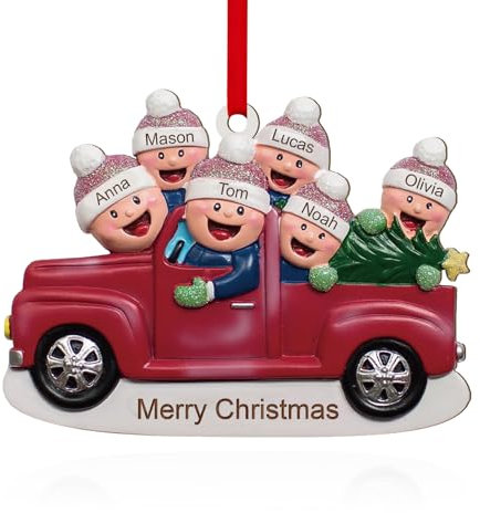 Addobbi Natalizi 2024 Personalizzati Decorazioni - Natale Ornamento in Legno per La Casa Albero Famiglia di 2-6 Persone Regali di Natale (Famiglia Di 6)