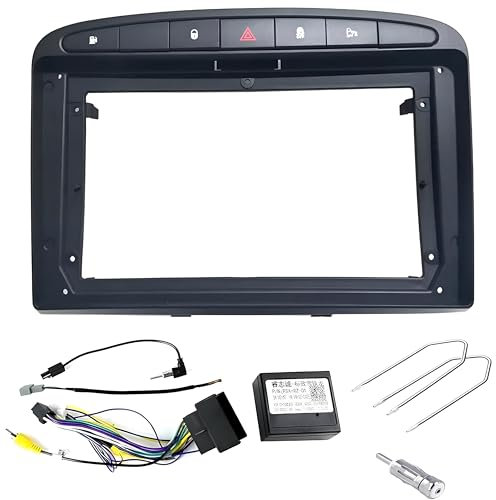 Sound Way Kit de montaje adaptador radio de coche, marco de 9 pulgadas compatible con Peugeot 308 2007-2013 / Peugeot 408 2011-2020