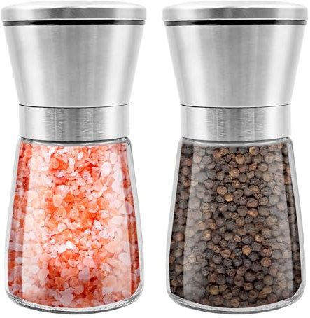 2 Piezas Molinillo Pimienta, Molinillo Manual de Acero Inoxidable con Molino de Cerámica Ajustable, Adecuado para Pimienta, Sal, Todo Tipo de Especias