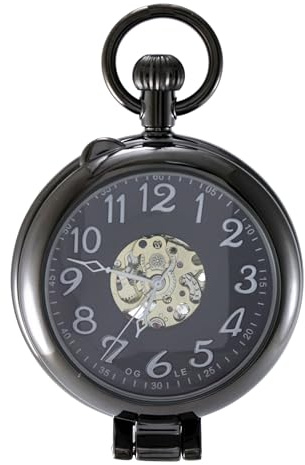 OGLE wasserdichte Silberne Lupe Leuchtende Kette Fob Selbstaufzug Automatische Skelett Half Hunters Mechanische Taschenuhr
