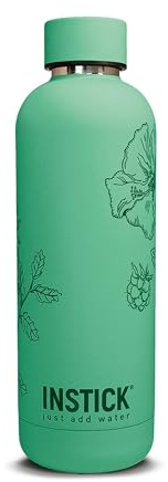 INSTICK Isolierflasche Apple 500 ml – Edelstahl-Wasserflasche mit floralem Motiv, auslaufsicher für heiße & kalte Getränke, ideal für Fitness, Büro und Reisen