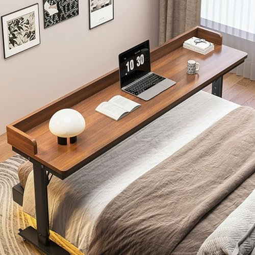 DSEWTEZXI Tavolino Colazione a Camera da Letto Regolabile con rotelle, Mobile tavolino da Letto, scrivania Letto per Mangiare, Tavolo da Letto per pc con Ruote, leggio da Letto, per casa e Ufficio.