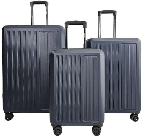 Infinity Leather Navy ABS Hard Shell Suitcase Luggage Set Hard Side Travel Carry on Cabin Bag