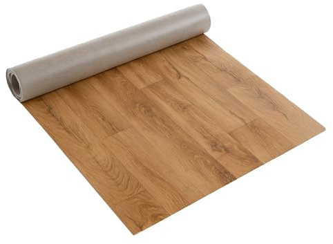 Internethandel Pfordt CV Bodenbelag Holz Optik Braun 200x200 cm | PVC Boden für Küche und Wohnzimmer, 1,2 mm Gesamtdicke, 0,10 mm Nutzschicht und dünne Schaumschicht