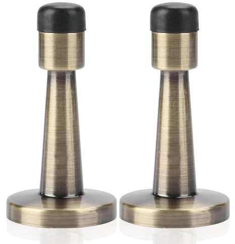 Brass Door Stop Stoppers, Antique Brass Wall Mounted Door Protector with Rubber, Anti-Collision for Indoor Hotel Office