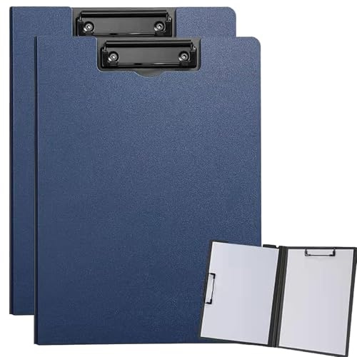 2 Stück Klemmbrett A4, HAIYUU Kunststoff Doppelclip Schreibbrett Klemmbrett mit Deckel Klemmbrettmappe Dokumentenmappe für Schule Geschäft, Büro, Industrie, Restaurant
