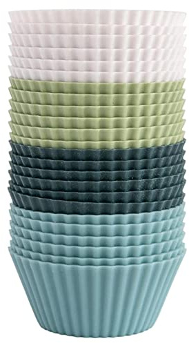 24pcs Silicone Muffin Cases, Cupcake Moulds, 4 Color Muffin Liners Pastry Cake Mold Reusable Silicone Baking Cases Muffins Molds for DIY Baking Bread Air Fryer Silicones Cake Case