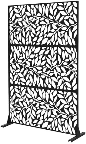 ML-Design Metall-Sichtschutz Firenze 120x180 cm aus Stahl, Raumteiler - 3 Paneele, Trennwand erweiterbar mit Ständer, Paravent freistehend, Deko Sichtschutzwand wetterfest für Garten Balkon Terrasse