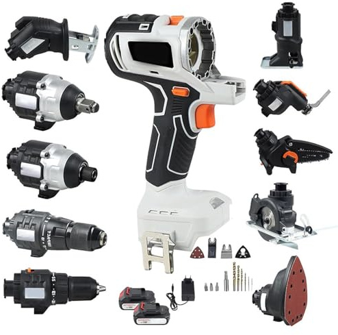 Ensemble D'outils De Travail Du Bois Sans Fil 10 En 1, Kit Combiné D'outils électriques Sans Balais, 2 Batteries De 4,0 Ah Et Coffret à Outils, Scie Sauteuse, Scie Circulaire