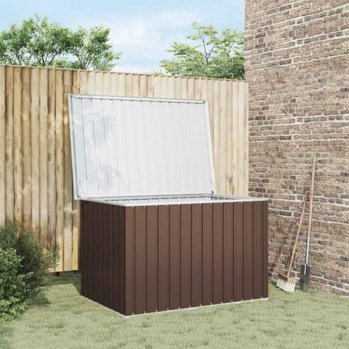 KKHOMEI Gartenbox aus Metall Groß Garten Auflagenbox XXL Garten Aufbewahrungsbox Gartenbox Kissenbox Gerätebox Gartentruhe 149 x 99 x 93 cm für Gartengeräten Poolzubehör Spielzeug